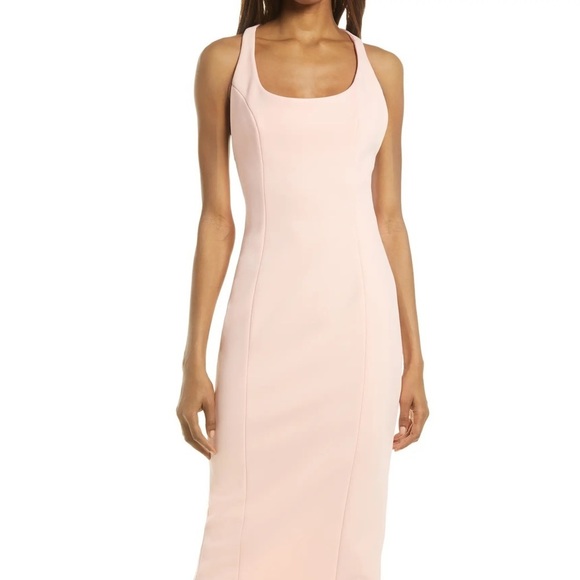 MISHA Pale Pink Sleeveless Sheath Midi Dress, size 14 - Picture 4 of 12